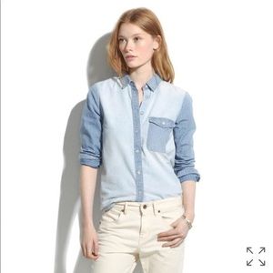 Two-tone bleach chambray shirt